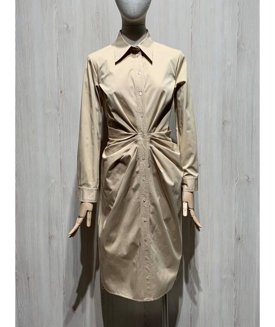 CHRISTIAN DIOR Бежевое хлопковое повседневное платье, фото 7