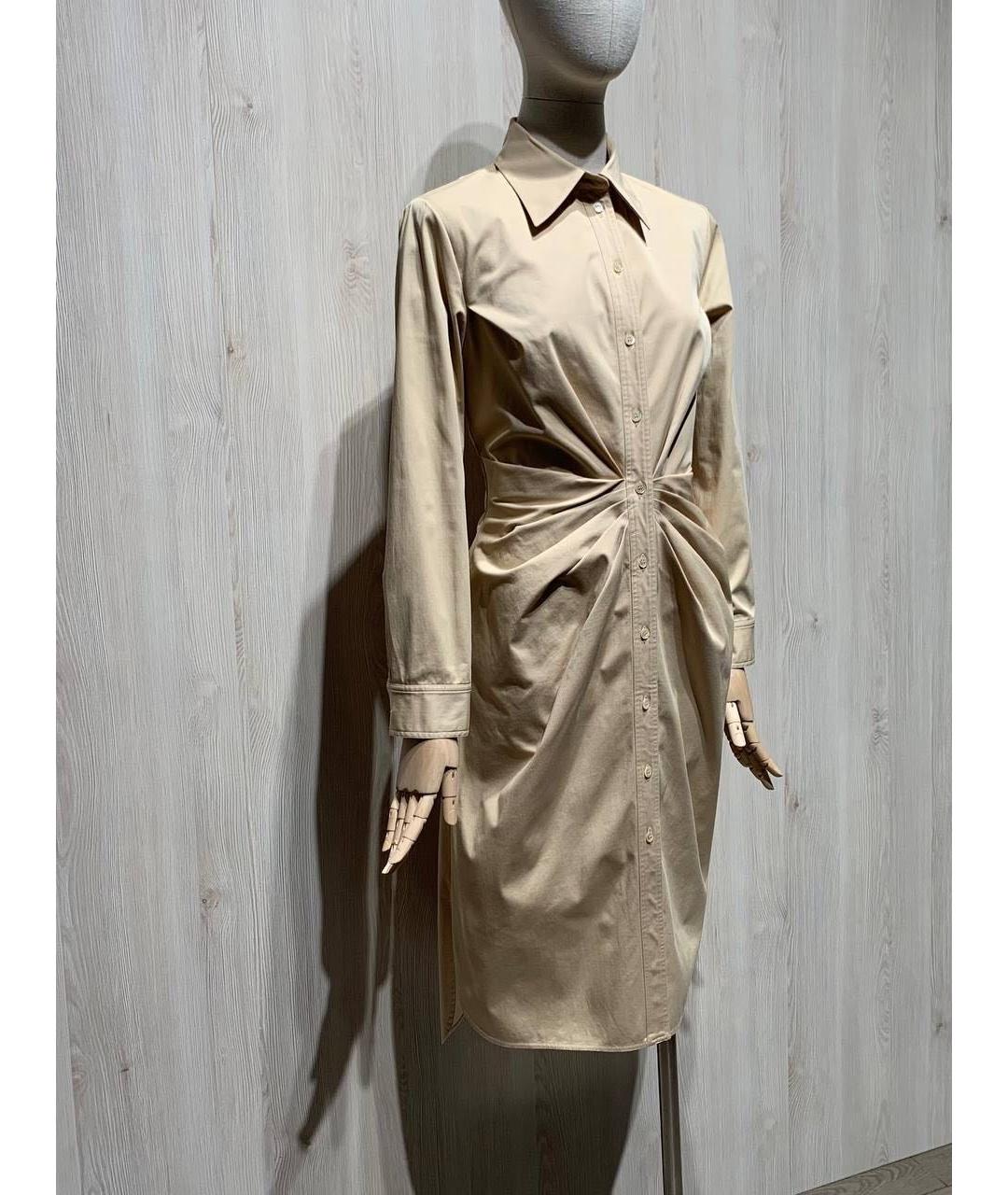 CHRISTIAN DIOR Бежевое хлопковое повседневное платье, фото 2