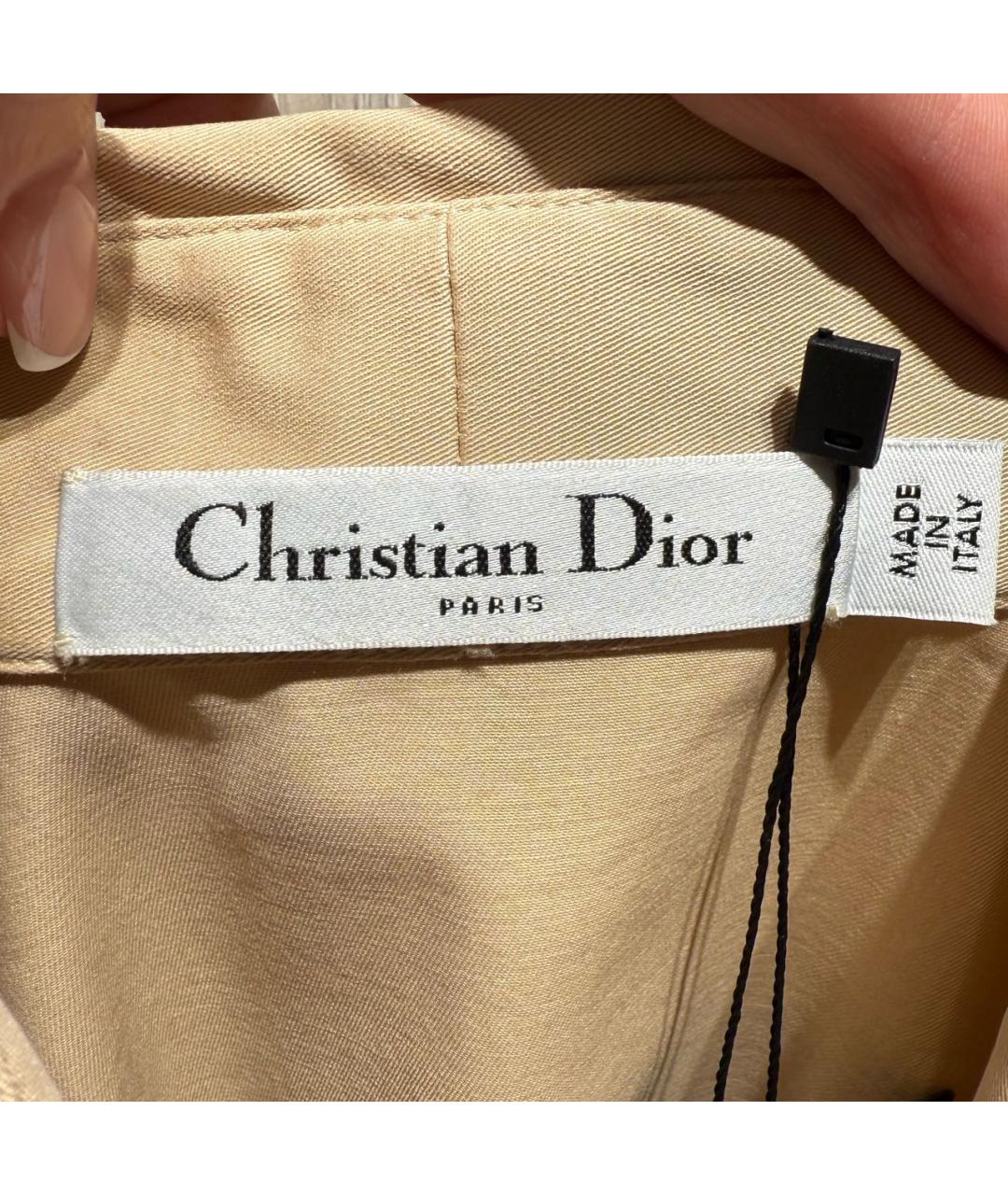 CHRISTIAN DIOR Бежевое хлопковое повседневное платье, фото 6