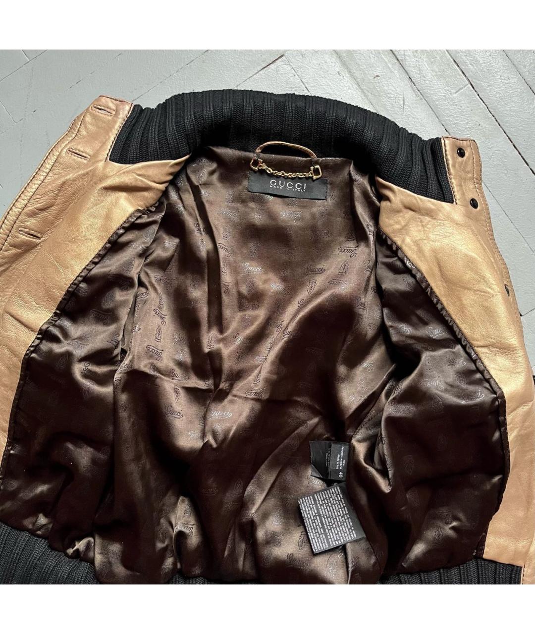 GUCCI Золотая кожаная куртка, фото 3