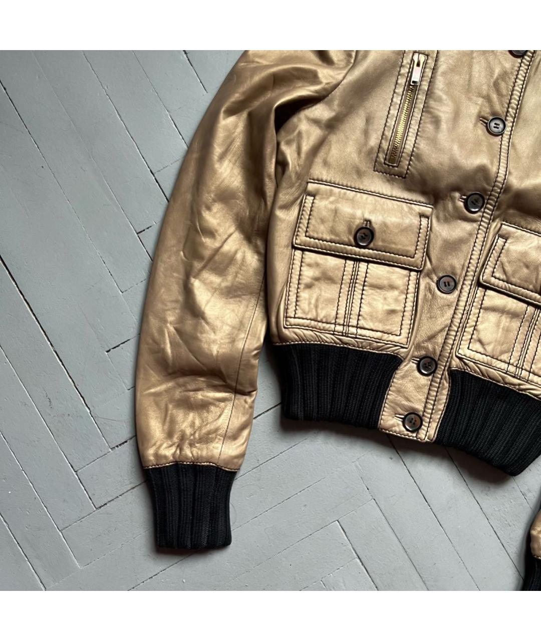 GUCCI Золотая кожаная куртка, фото 6