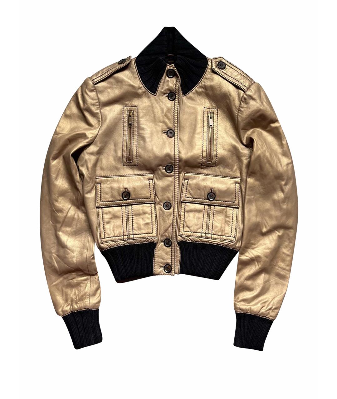 GUCCI Золотая кожаная куртка, фото 1
