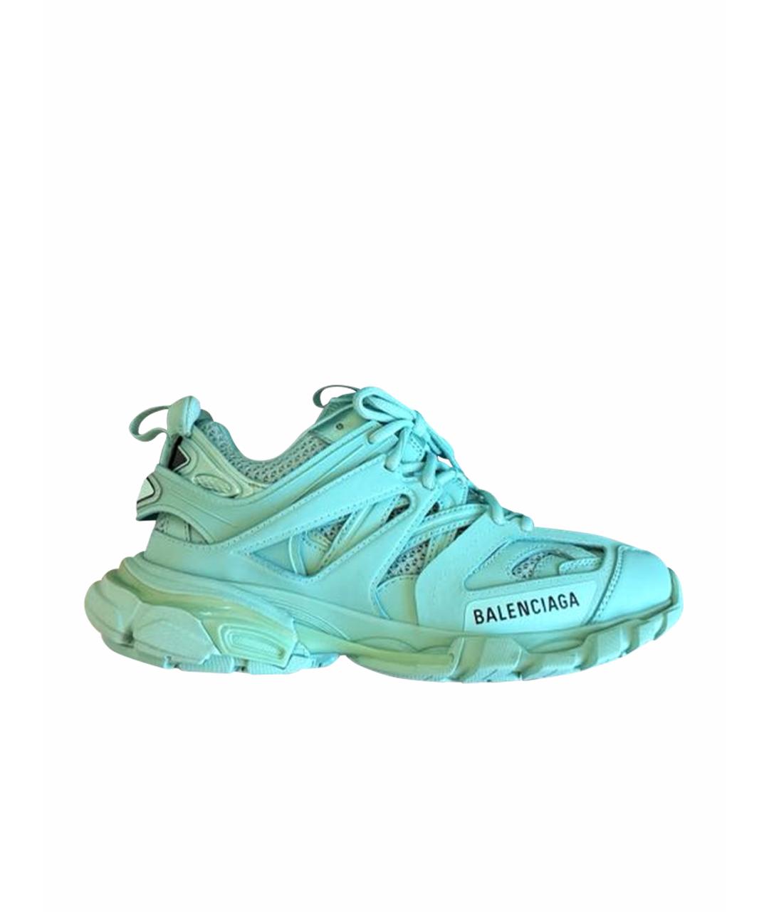 BALENCIAGA Бирюзовые кожаные кроссовки, фото 1