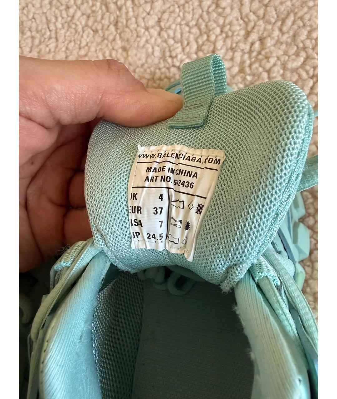BALENCIAGA Бирюзовые кожаные кроссовки, фото 8