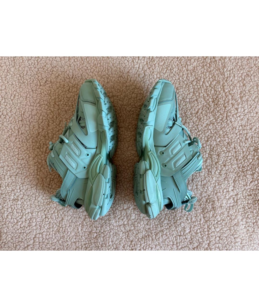 BALENCIAGA Бирюзовые кожаные кроссовки, фото 6