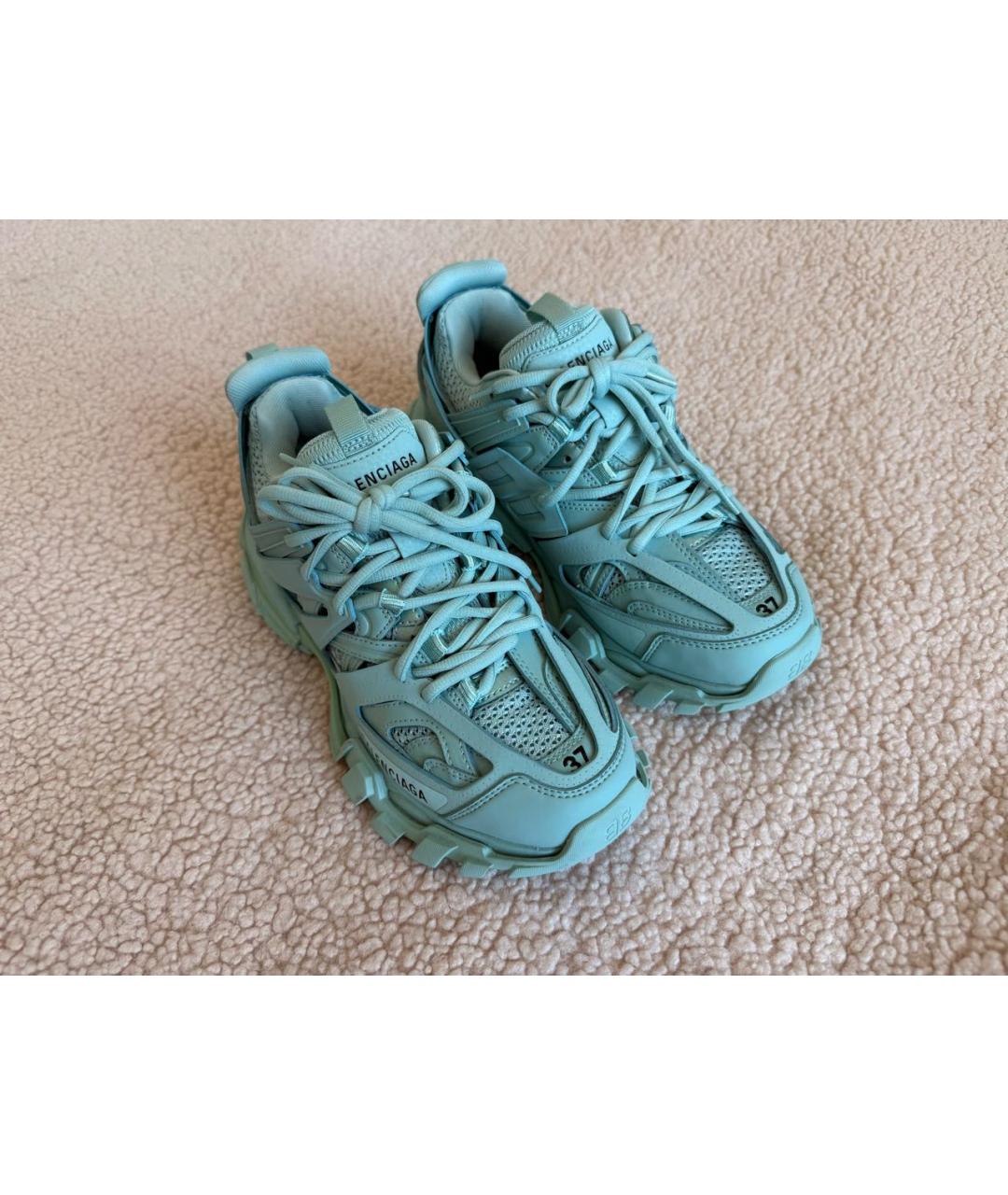 BALENCIAGA Бирюзовые кожаные кроссовки, фото 2