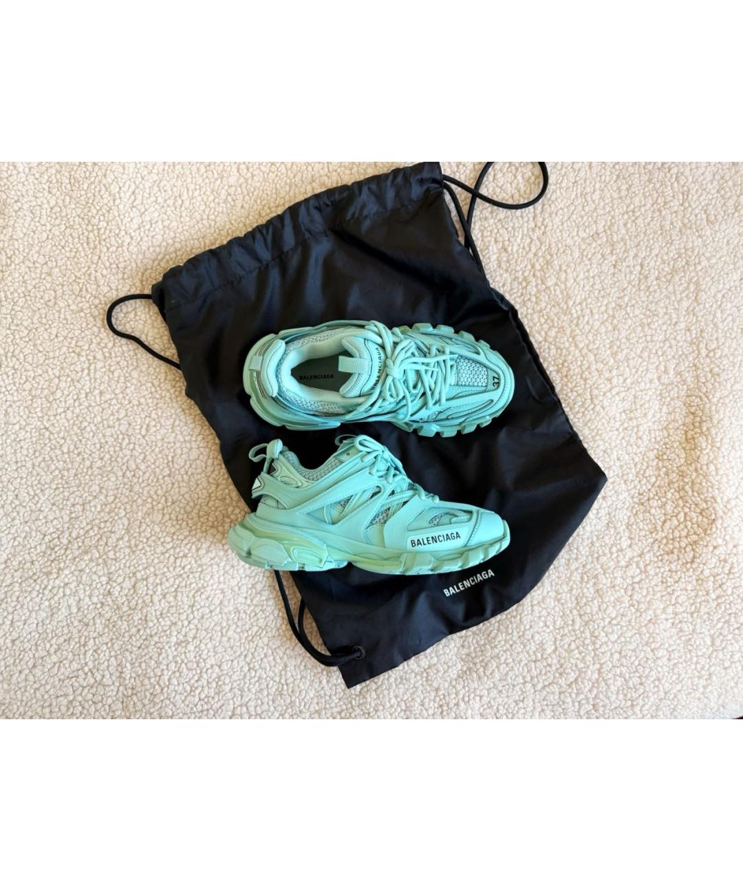 BALENCIAGA Бирюзовые кожаные кроссовки, фото 9