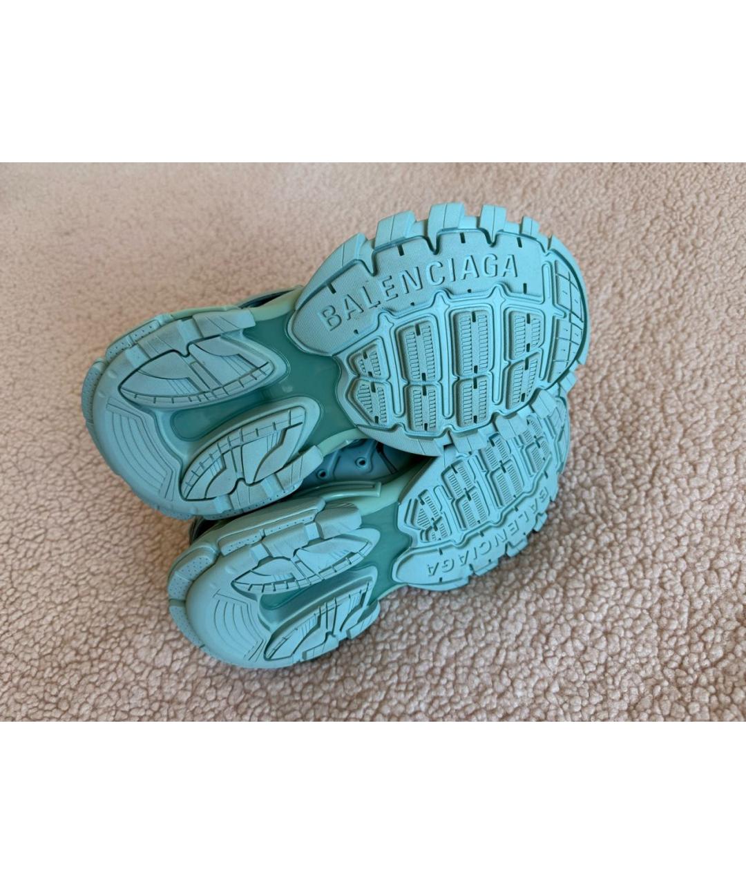 BALENCIAGA Бирюзовые кожаные кроссовки, фото 5