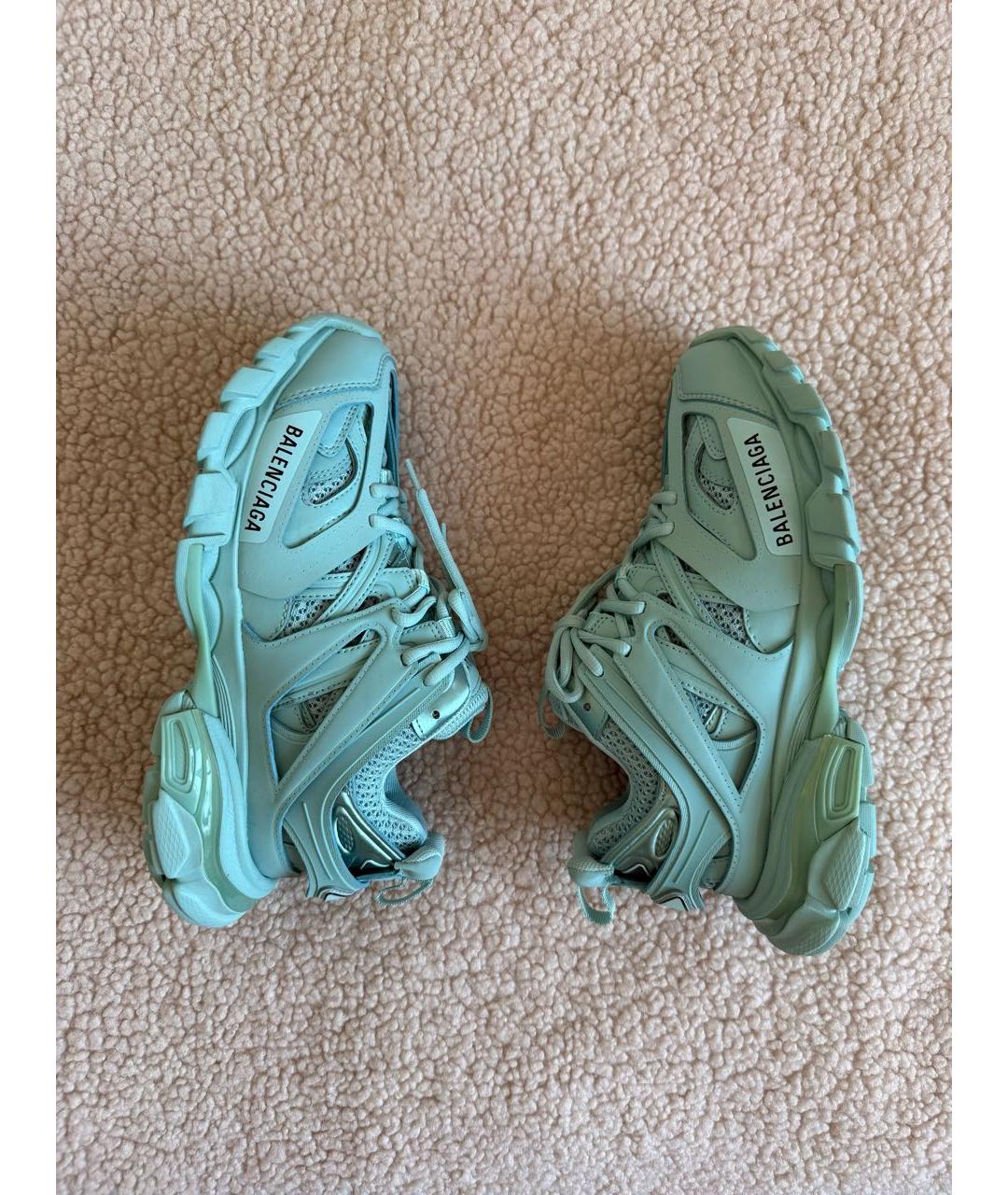 BALENCIAGA Бирюзовые кожаные кроссовки, фото 7