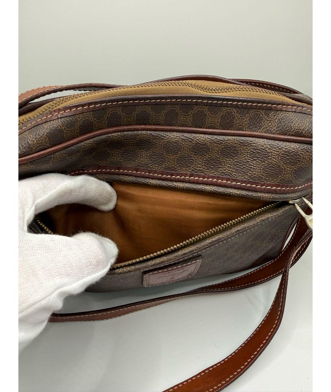 CELINE Коричневая кожаная сумка на плечо, фото 3
