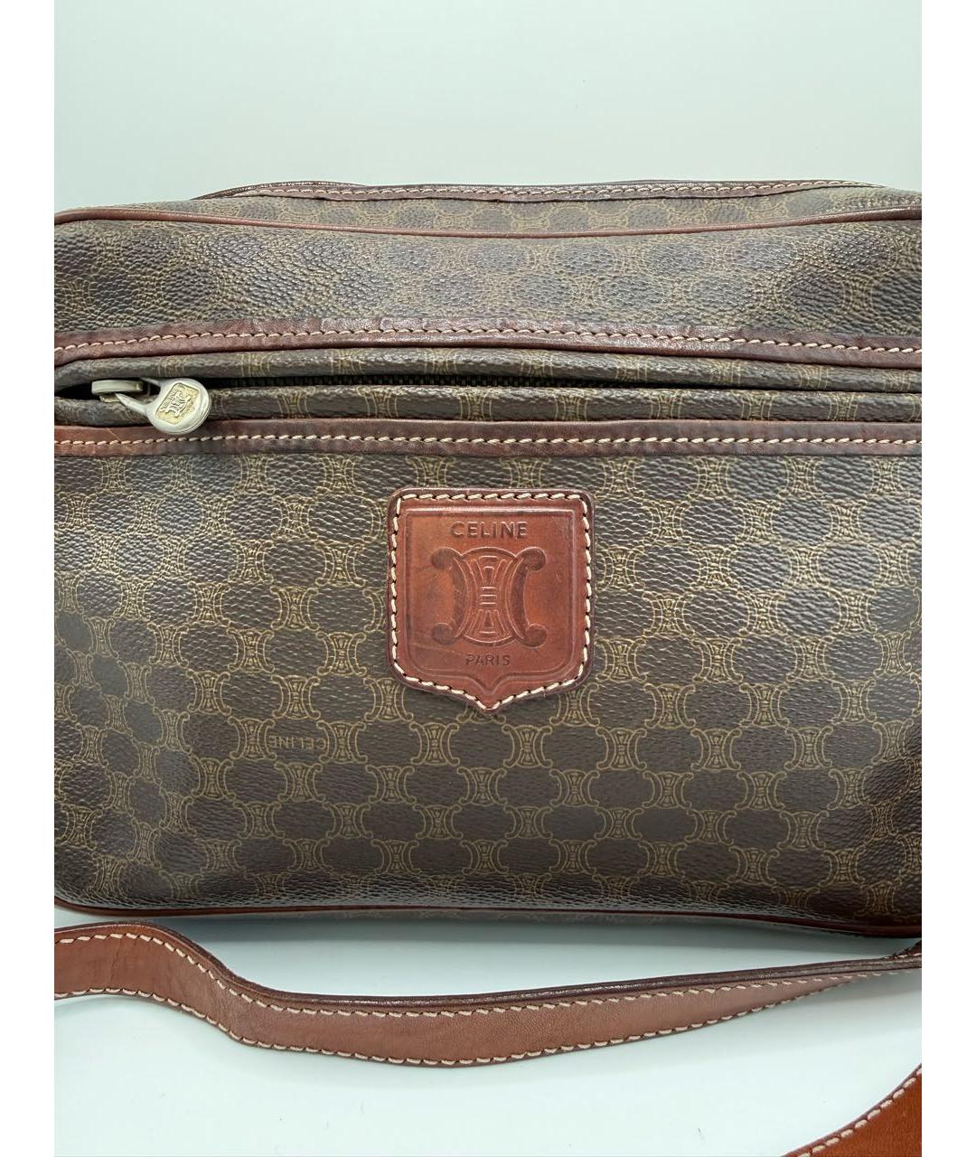 CELINE Коричневая кожаная сумка на плечо, фото 2