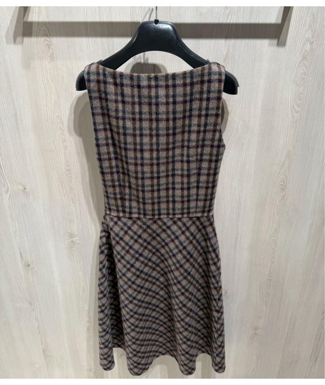 CHRISTIAN DIOR Коричневое шерстяное повседневное платье, фото 4