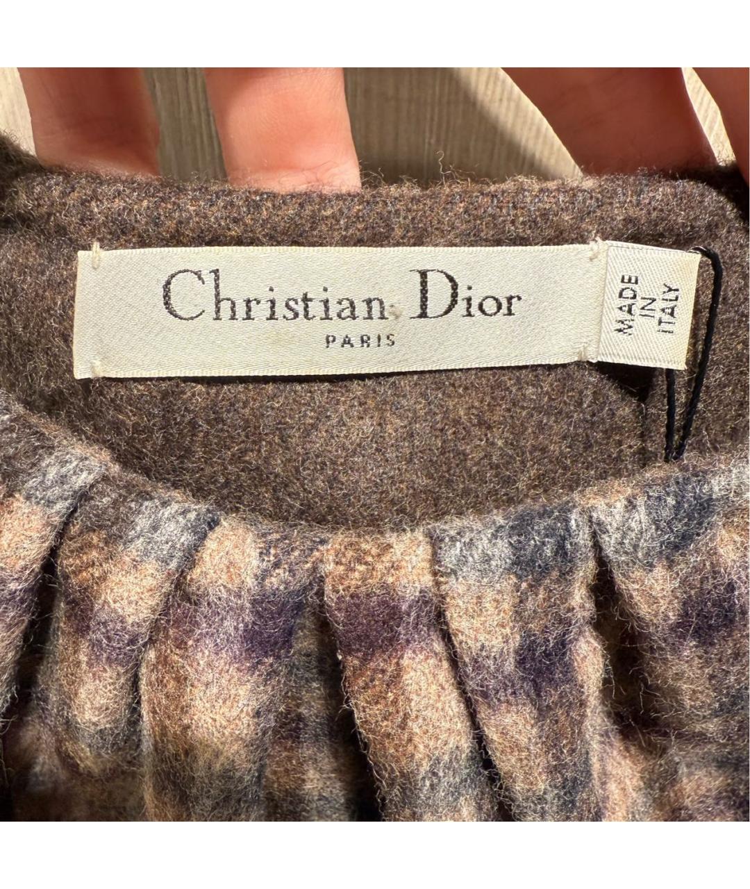 CHRISTIAN DIOR Коричневое шерстяное повседневное платье, фото 5