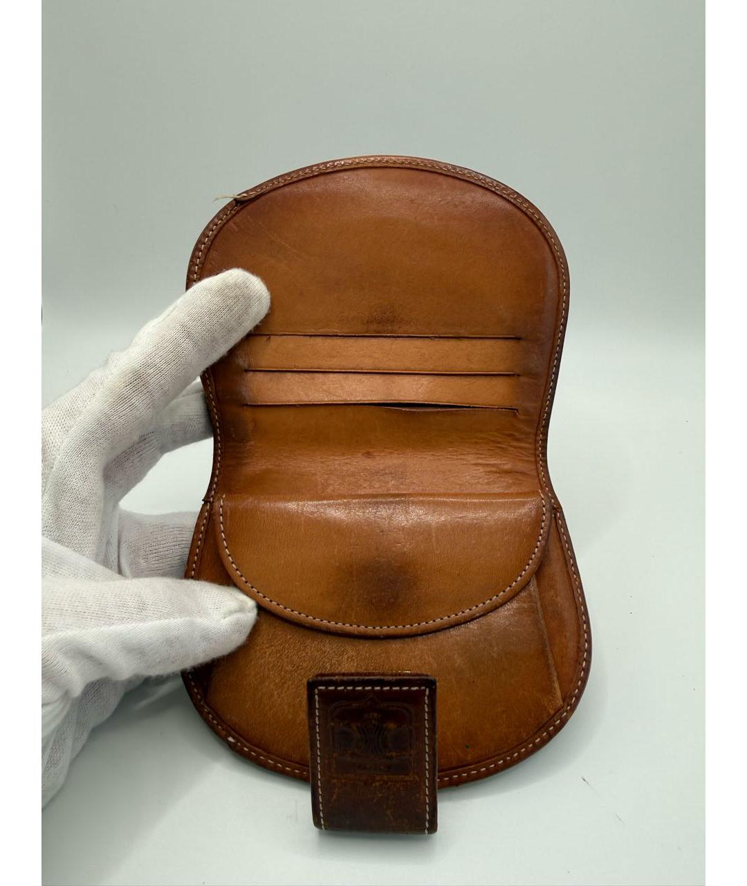 CELINE Коричневый кожаный кошелек, фото 4