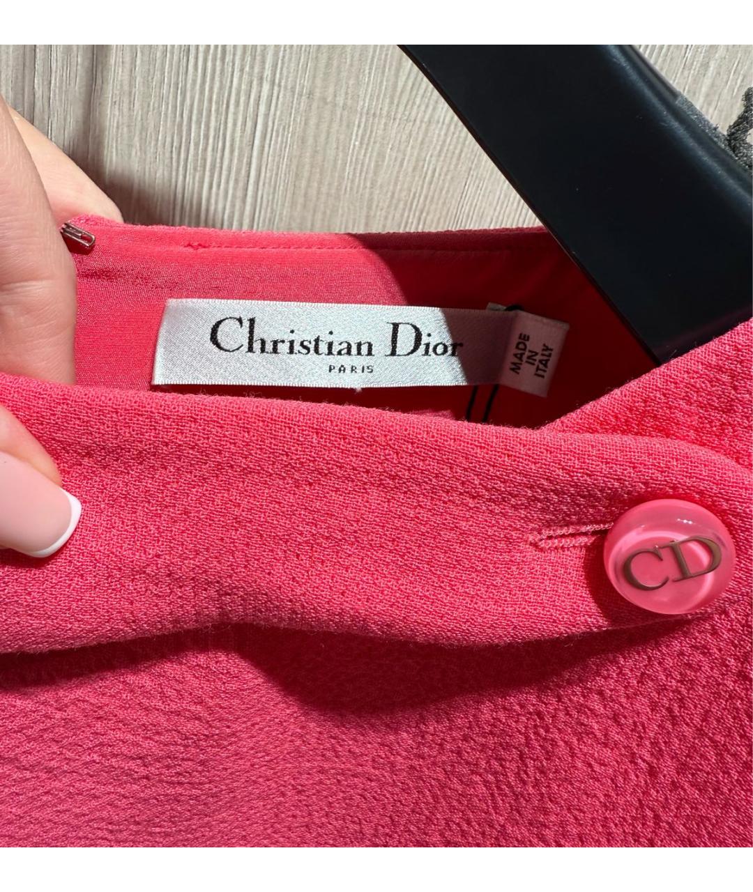 CHRISTIAN DIOR Розовое шерстяное повседневное платье, фото 4