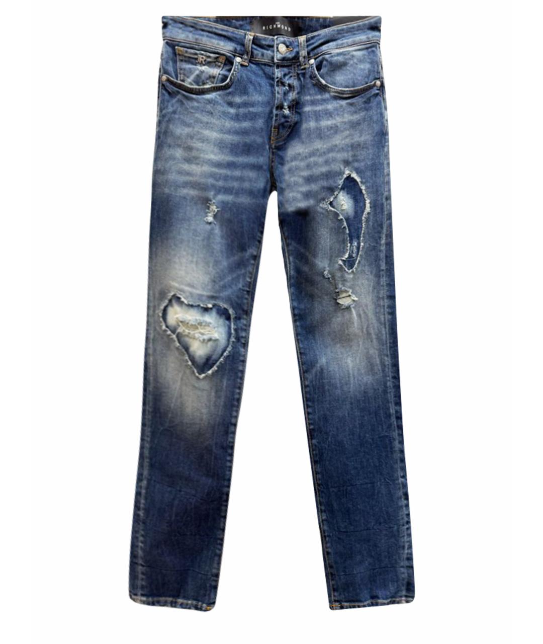JOHN RICHMOND Синие хлопковые джинсы слим, фото 1