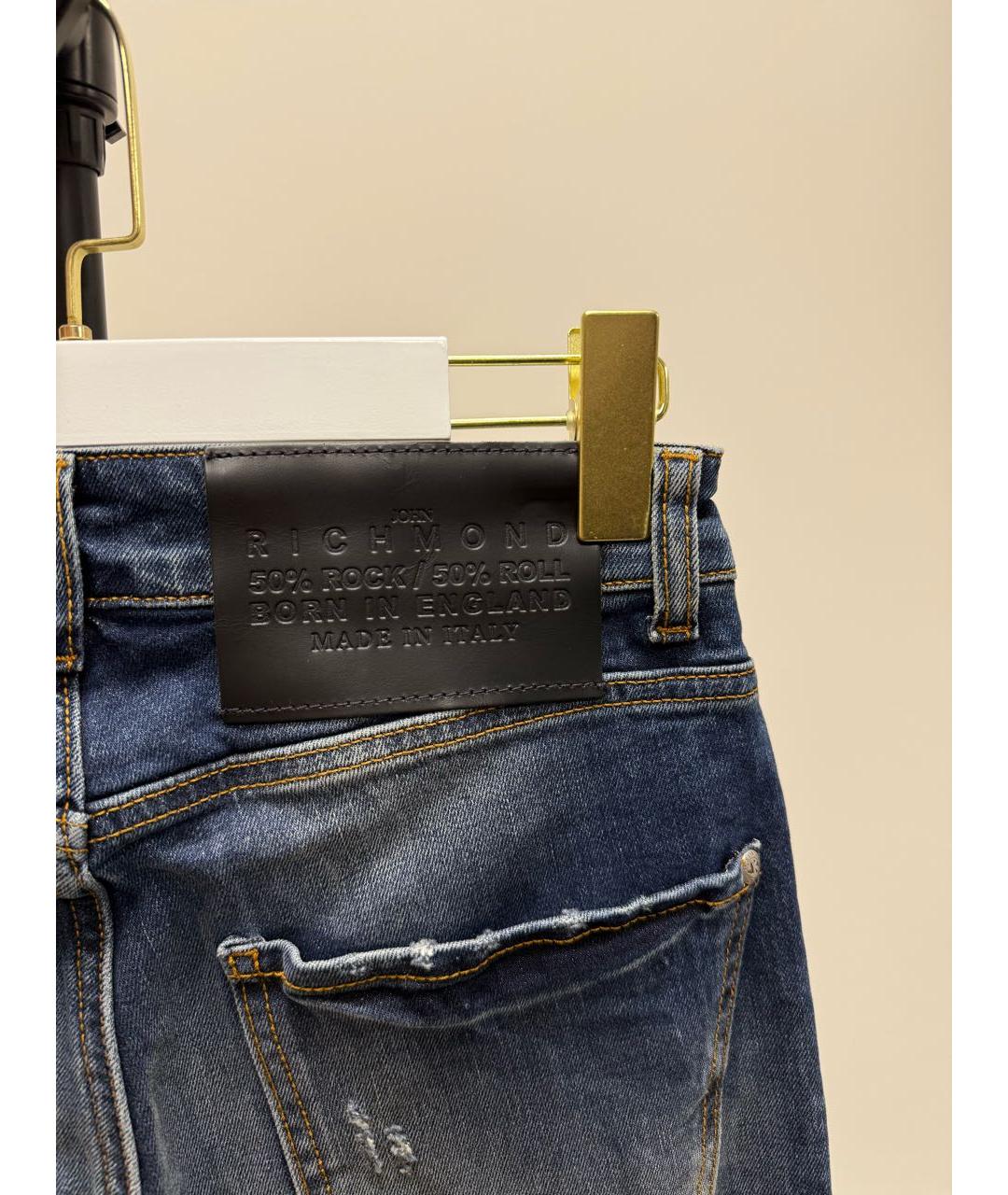 JOHN RICHMOND Синие хлопковые джинсы слим, фото 3