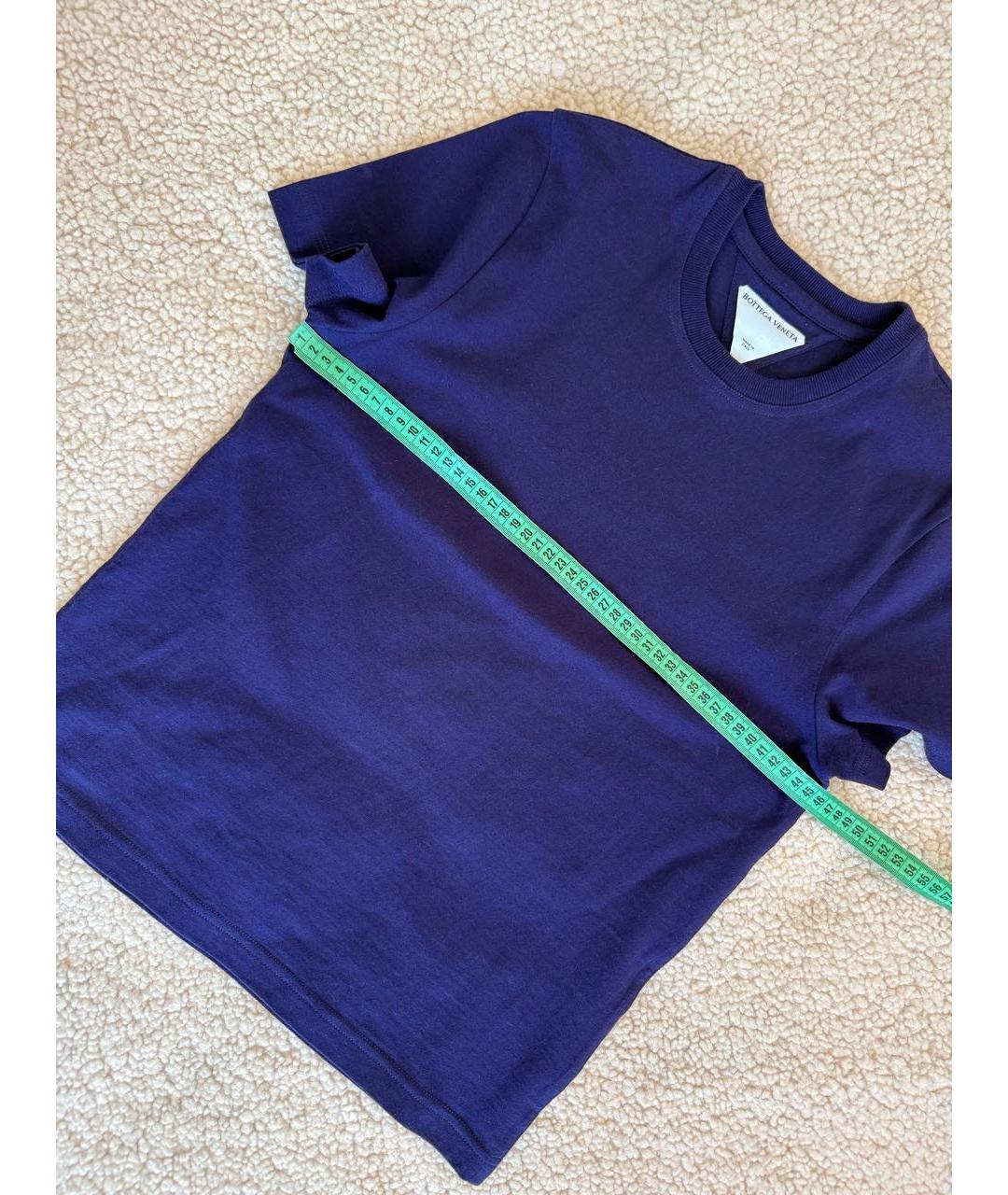 BOTTEGA VENETA Темно-синяя хлопковая футболка, фото 6