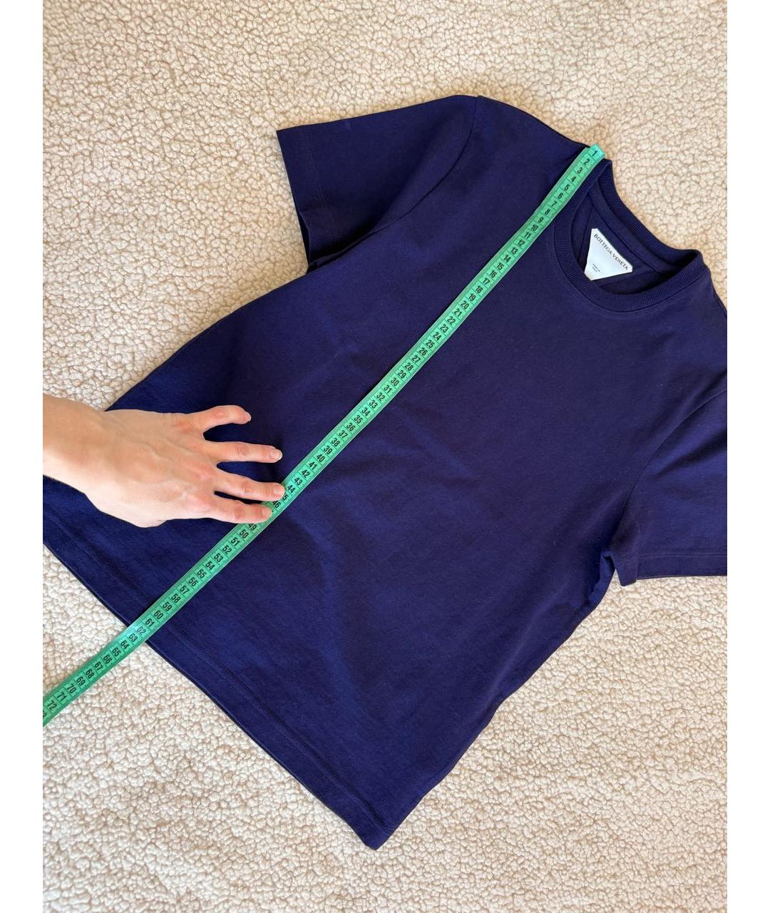 BOTTEGA VENETA Темно-синяя хлопковая футболка, фото 5