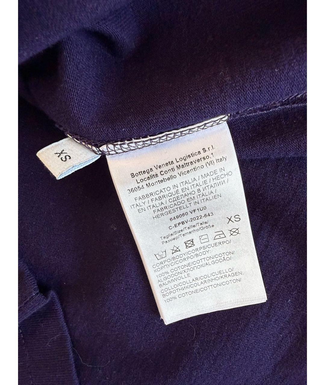 BOTTEGA VENETA Темно-синяя хлопковая футболка, фото 4