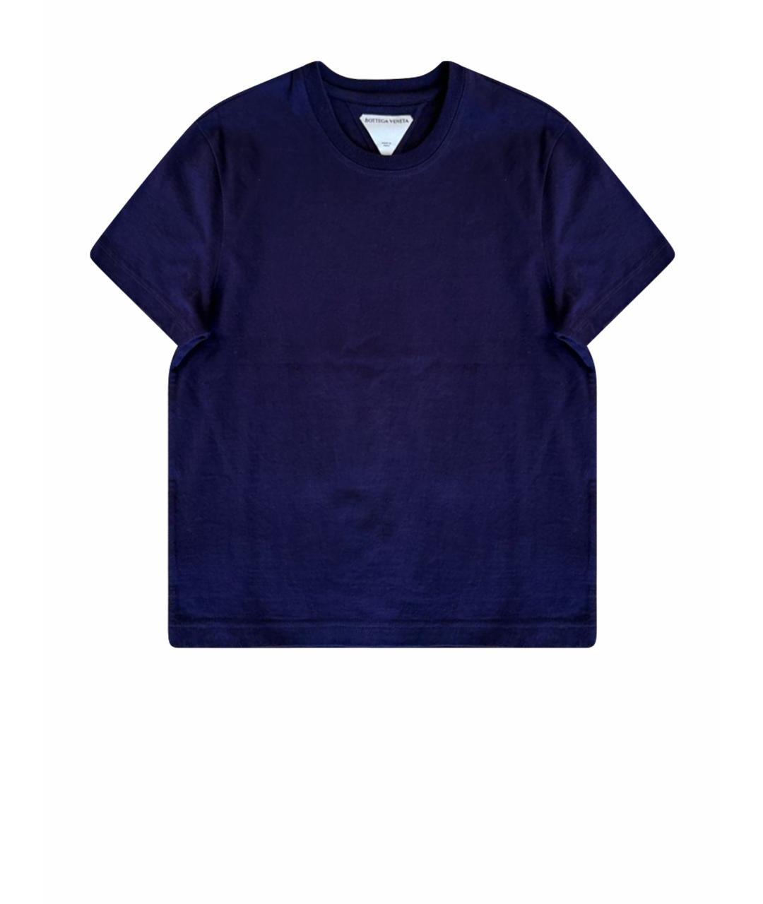 BOTTEGA VENETA Темно-синяя хлопковая футболка, фото 1
