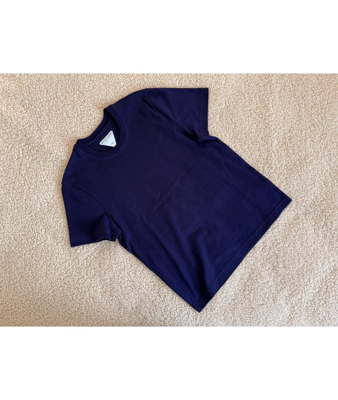 BOTTEGA VENETA Темно-синяя хлопковая футболка, фото 9