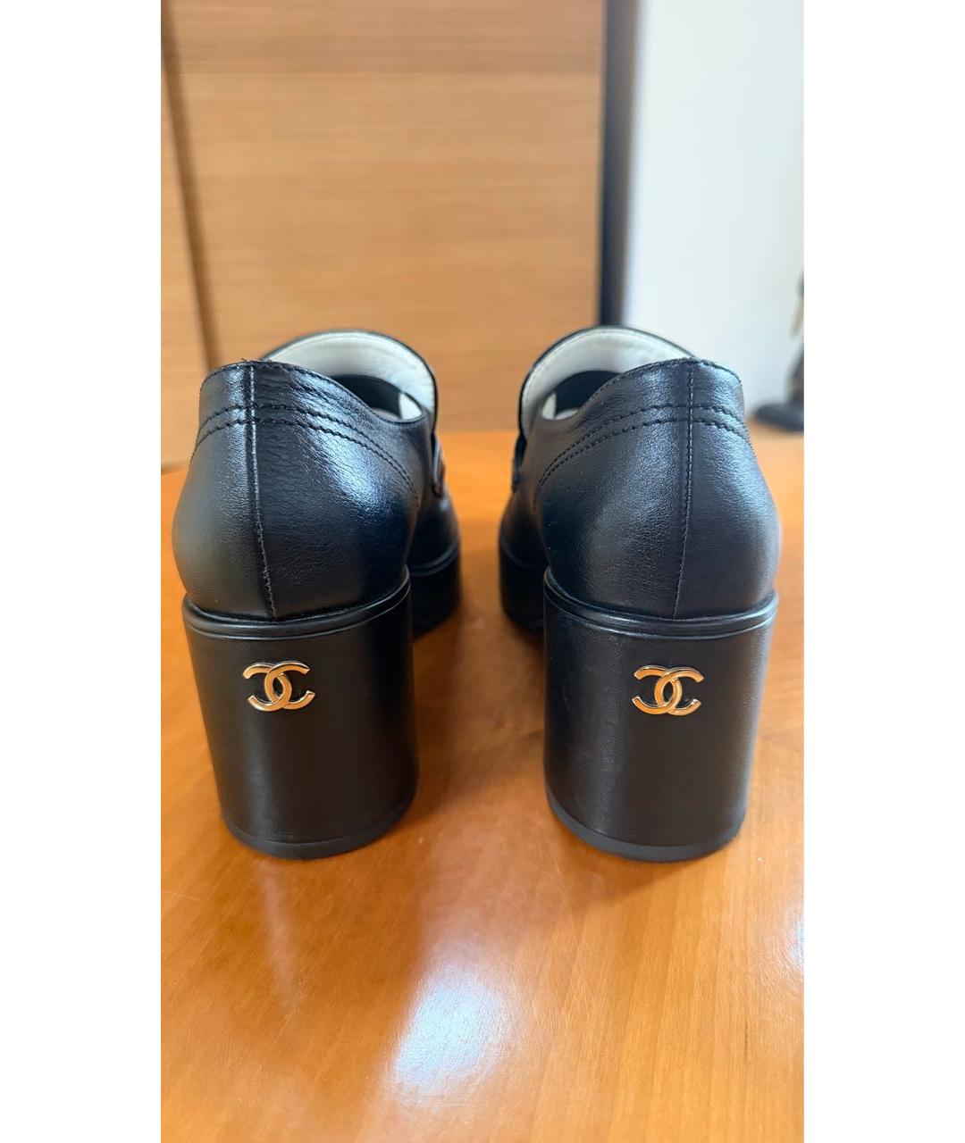 CHANEL Черные кожаные лоферы, фото 3