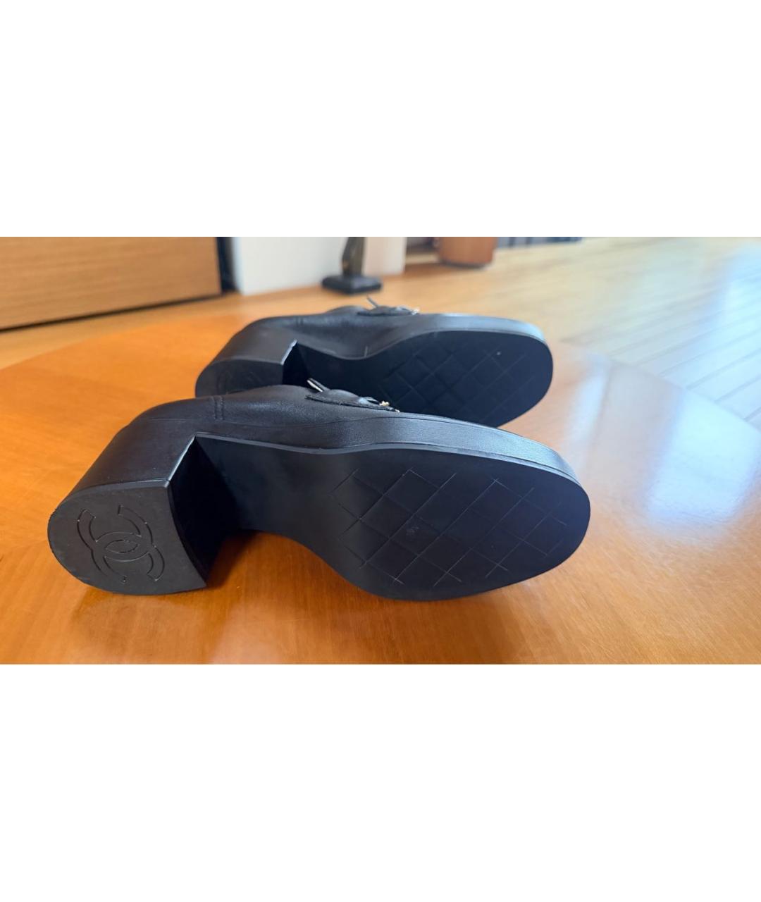 CHANEL Черные кожаные лоферы, фото 4