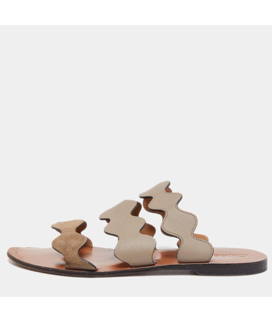 CHLOE Бежевые кожаные босоножки, фото 7