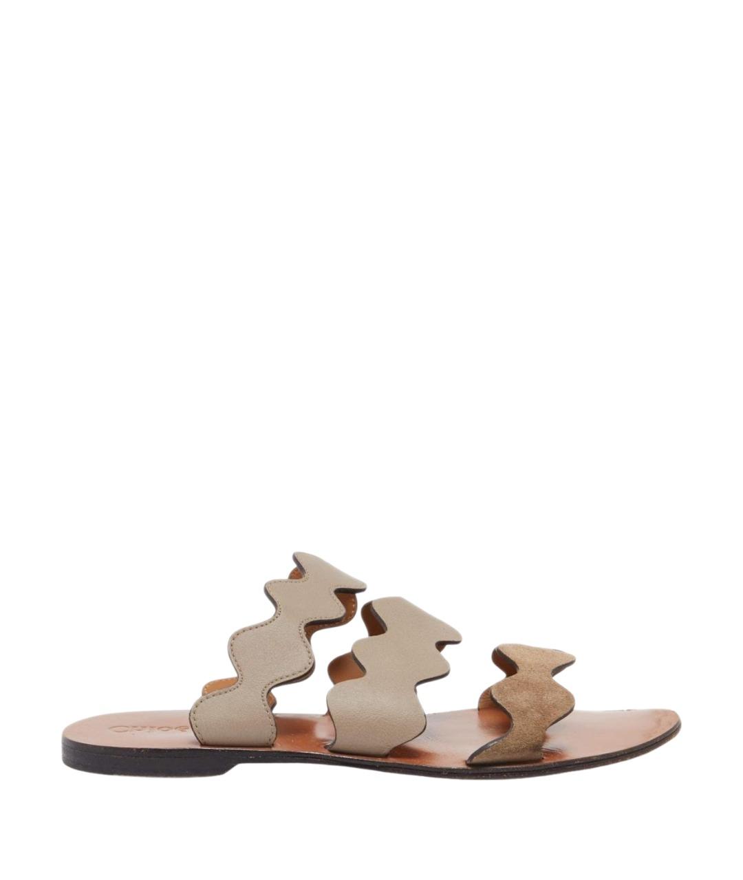 CHLOE Бежевые кожаные босоножки, фото 1