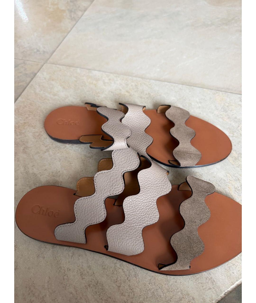 CHLOE Бежевые кожаные босоножки, фото 2