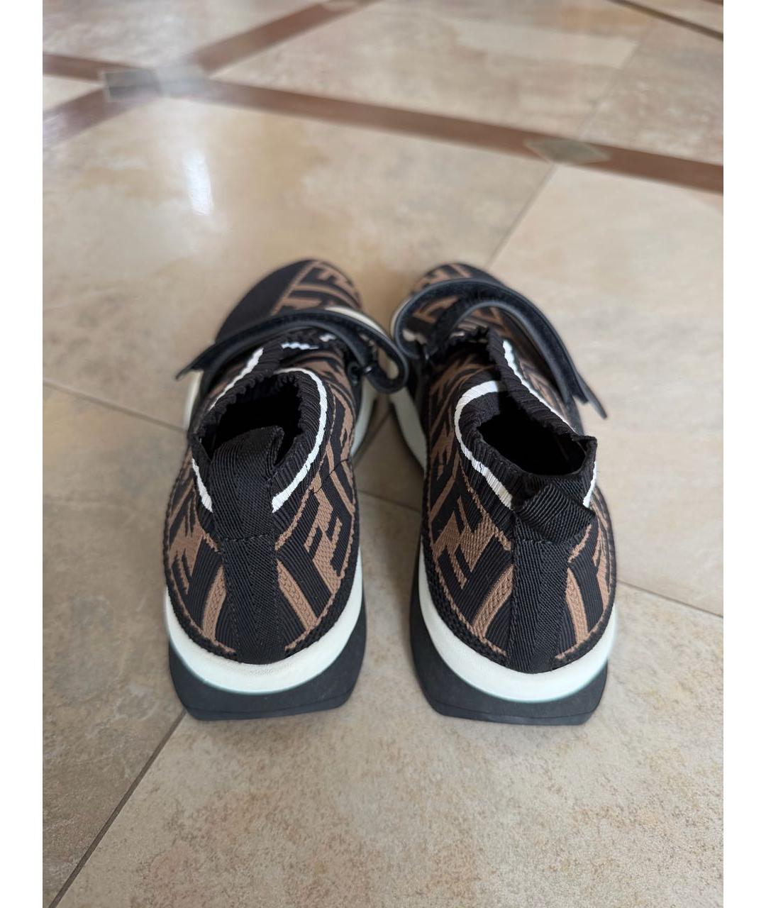 FENDI Черные текстильные кроссовки, фото 5