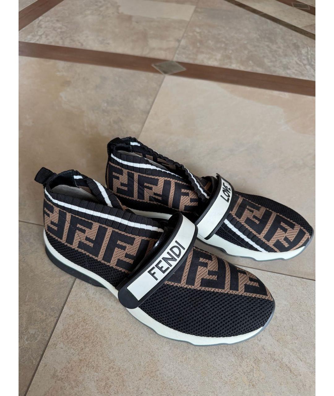 FENDI Черные текстильные кроссовки, фото 3