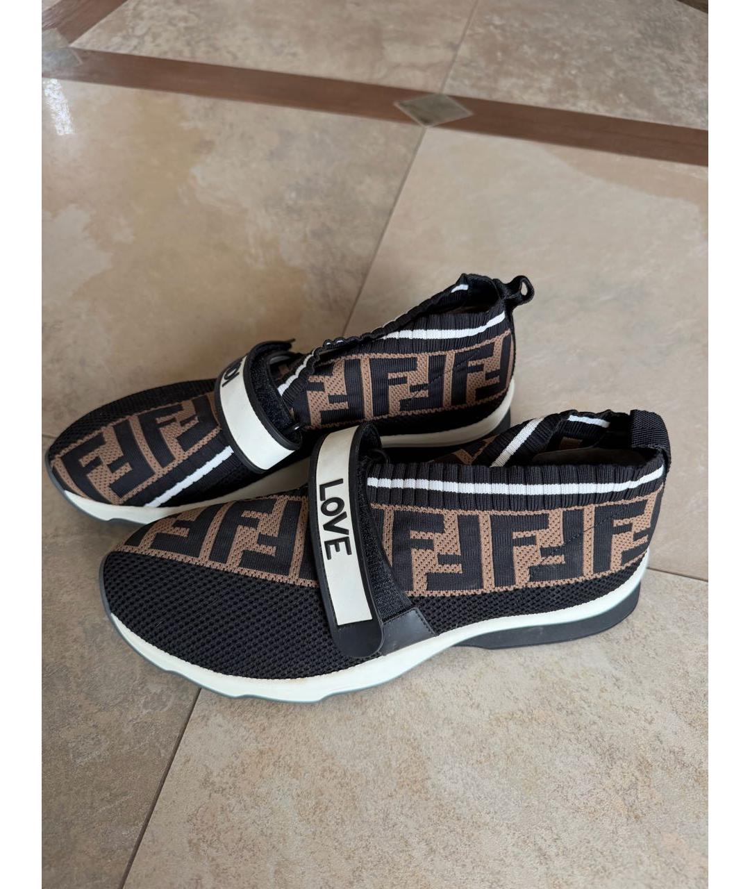 FENDI Черные текстильные кроссовки, фото 4