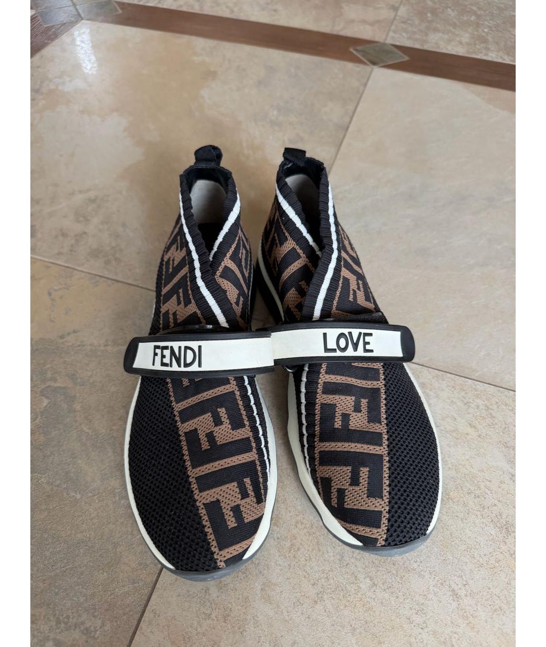 FENDI Черные текстильные кроссовки, фото 2