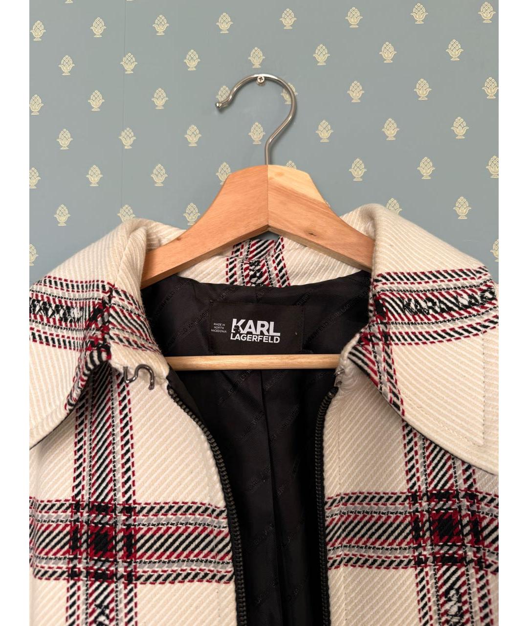 KARL LAGERFELD Белое шерстяное пальто, фото 4