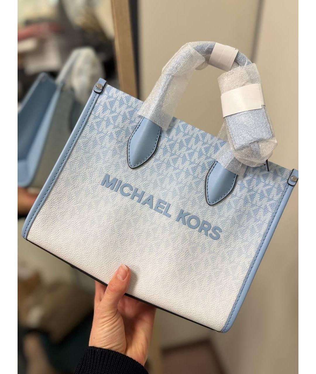 MICHAEL KORS Голубая сумка тоут, фото 2