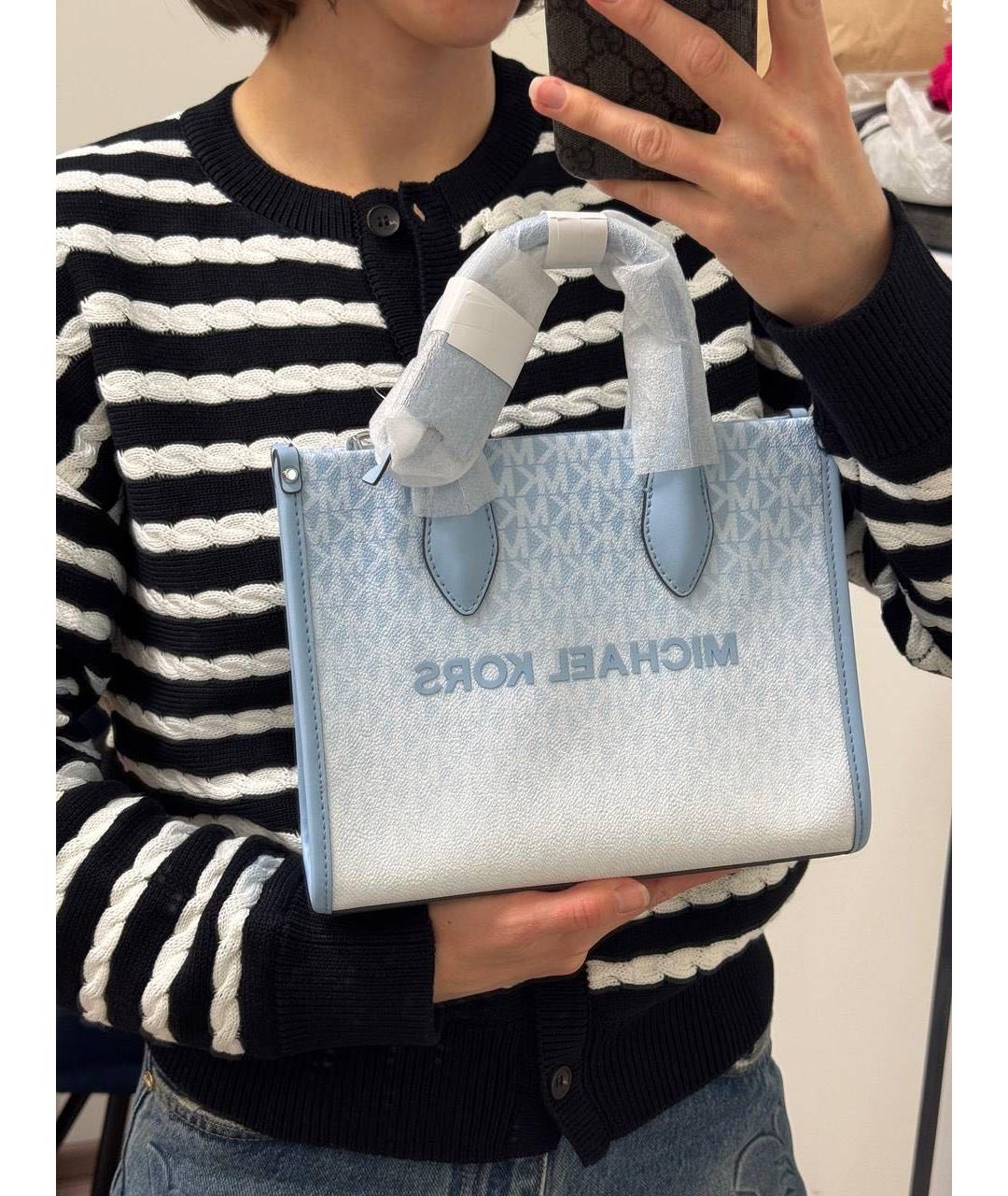 MICHAEL KORS Голубая сумка тоут, фото 3