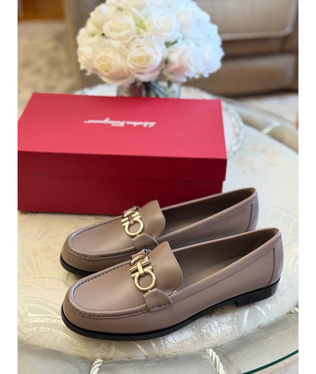 FERRAGAMO Коричневые кожаные лоферы, фото 4