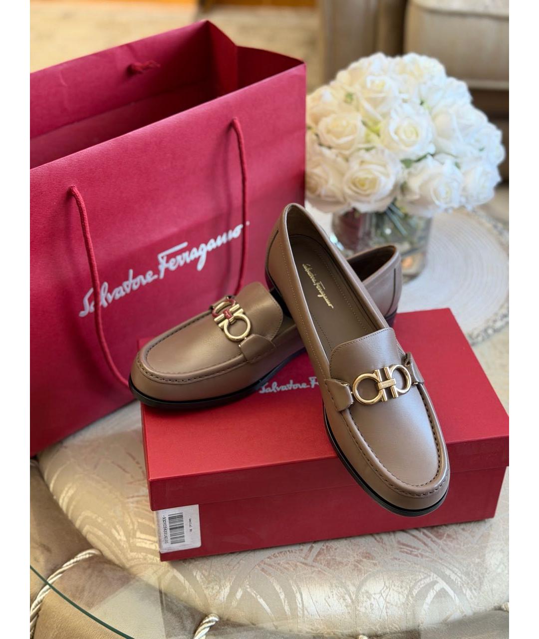 FERRAGAMO Коричневые кожаные лоферы, фото 2