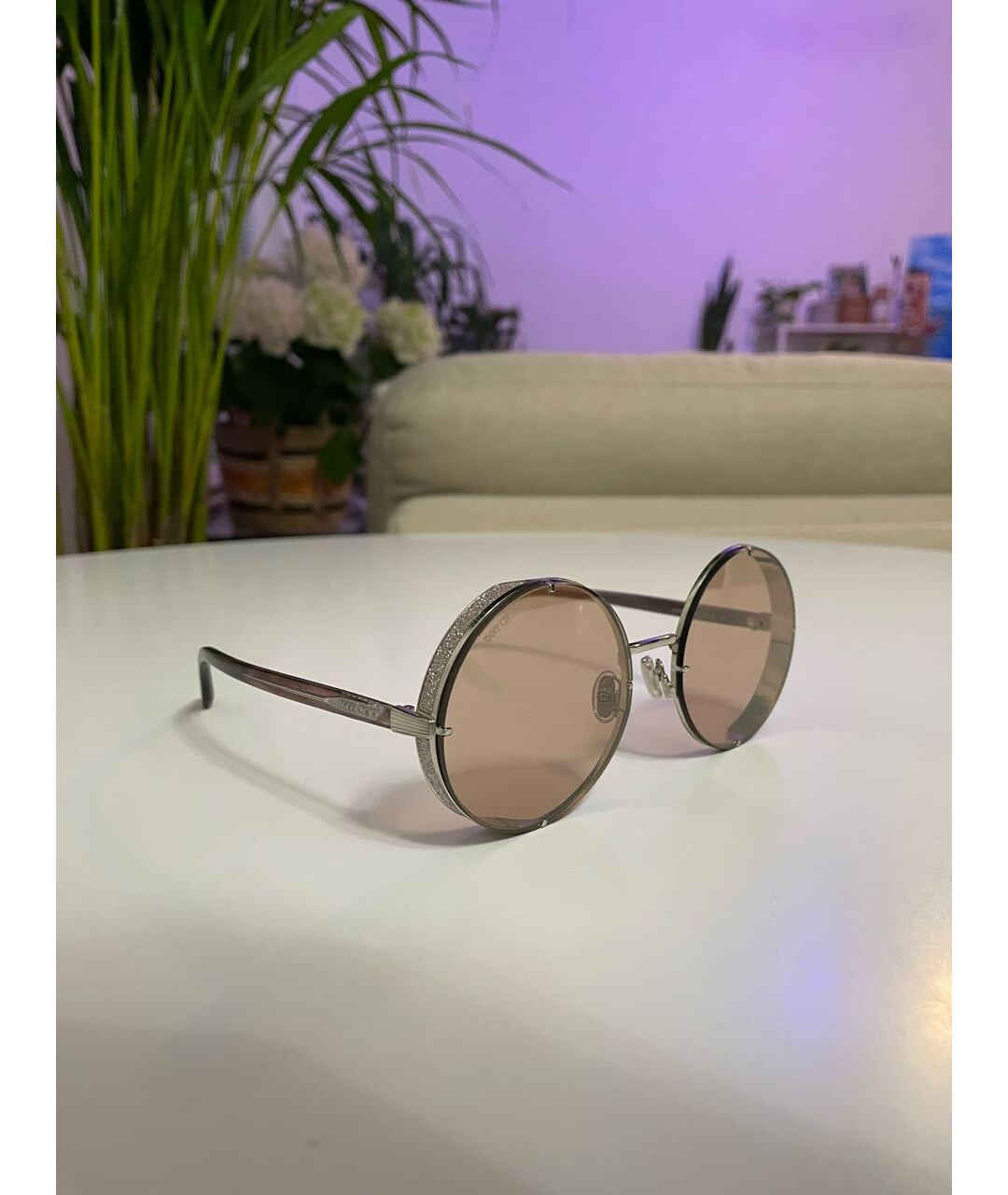 JIMMY CHOO Розовые металлические солнцезащитные очки, фото 5