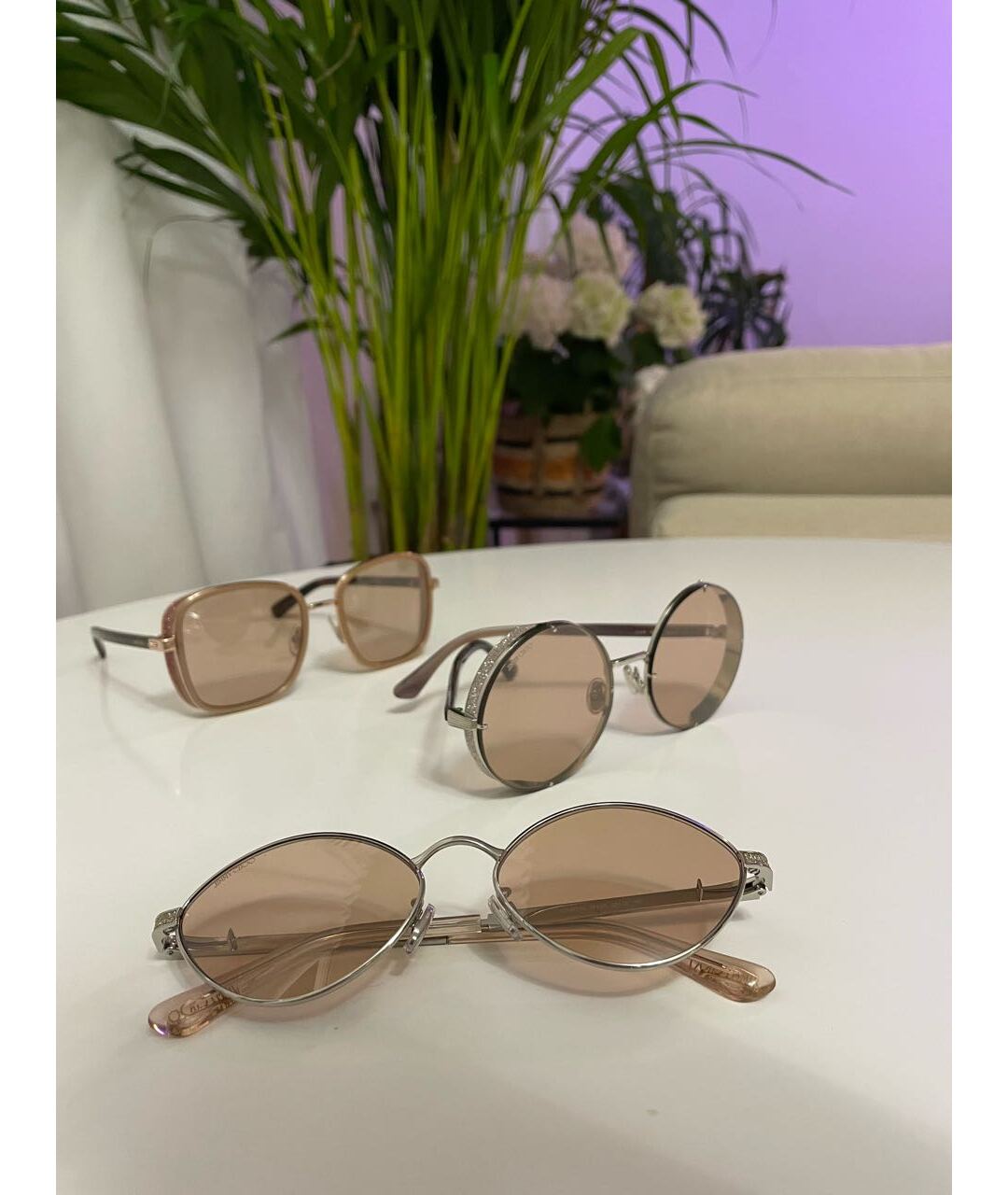 JIMMY CHOO Розовые металлические солнцезащитные очки, фото 3