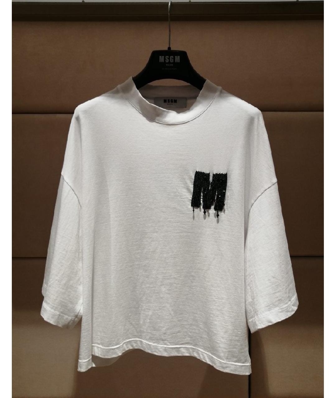 MSGM Белая хлопковая футболка, фото 3