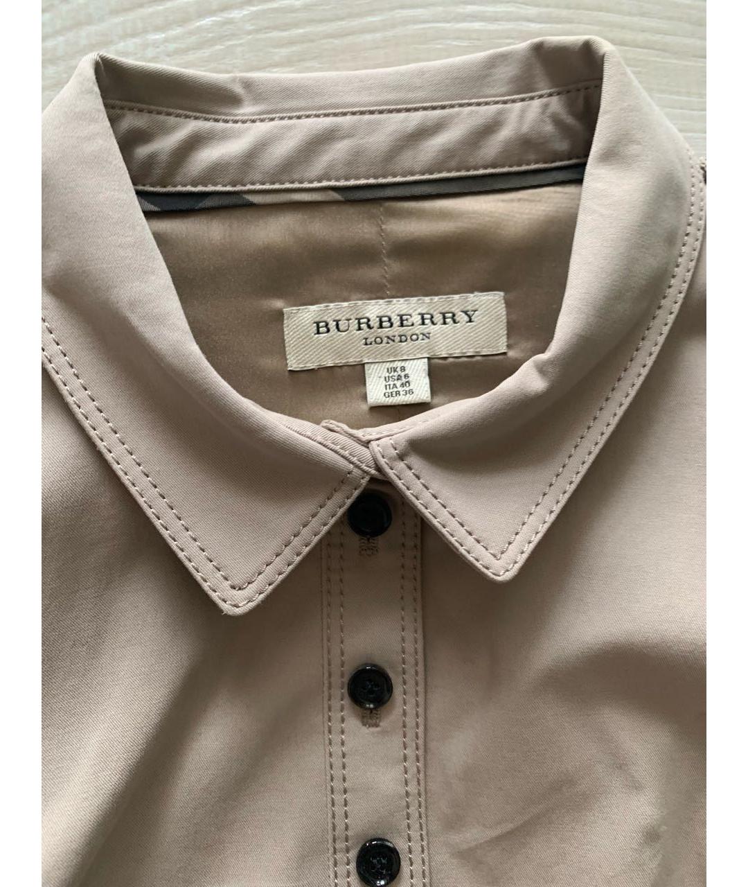 BURBERRY Коричневое хлопко-эластановое повседневное платье, фото 3