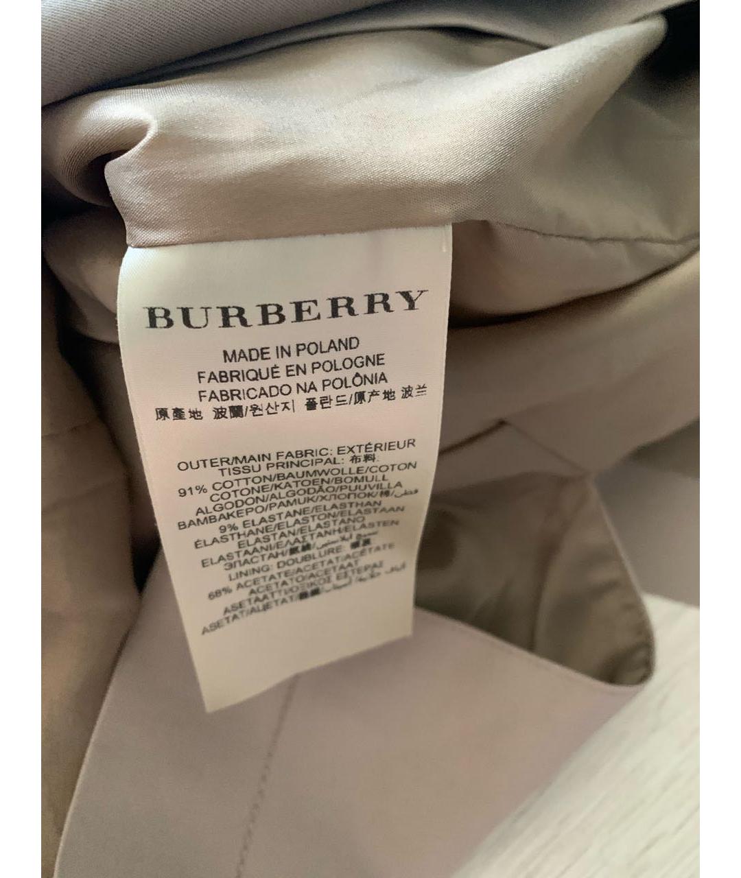 BURBERRY Коричневое хлопко-эластановое повседневное платье, фото 5