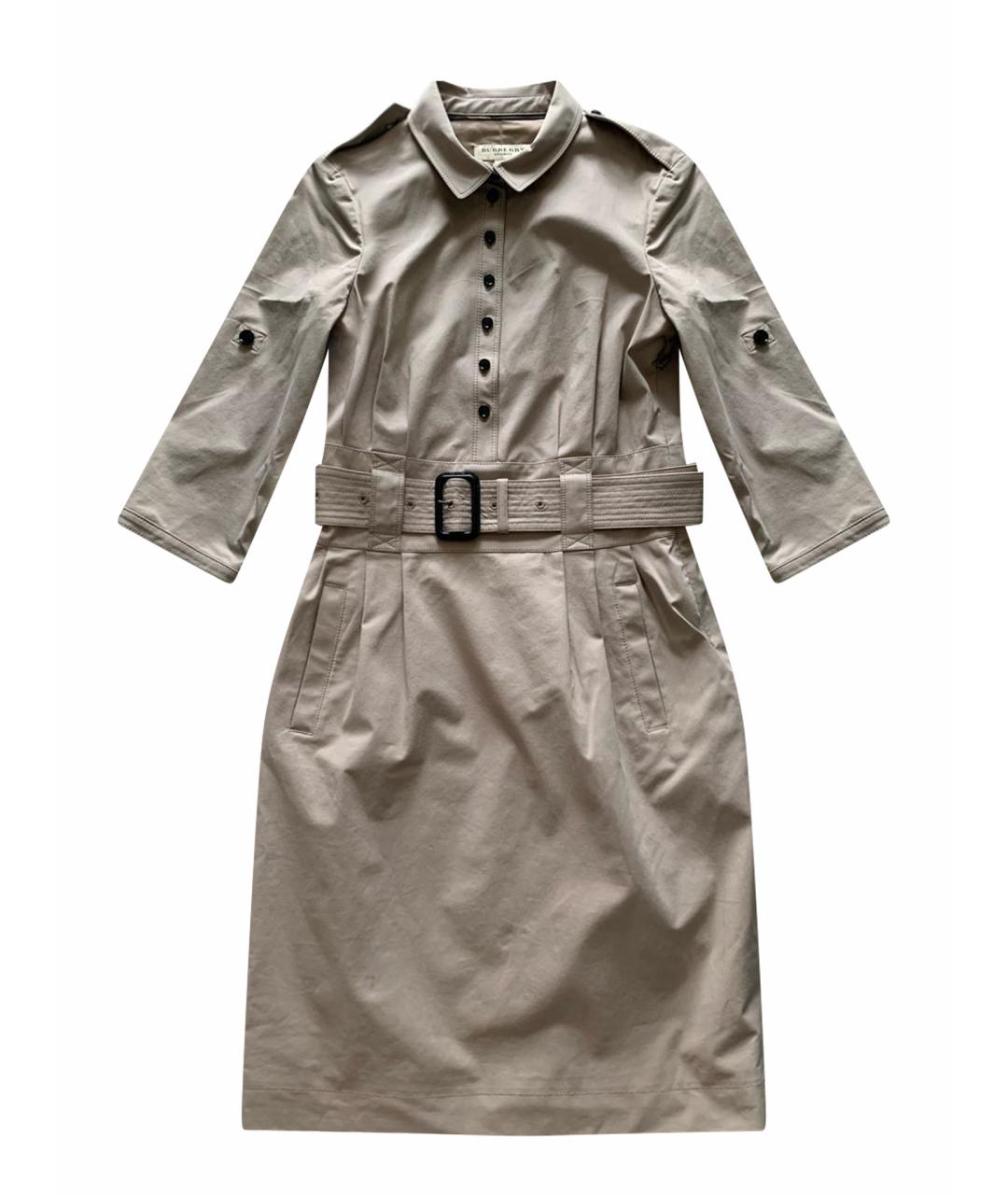 BURBERRY Коричневое хлопко-эластановое повседневное платье, фото 1