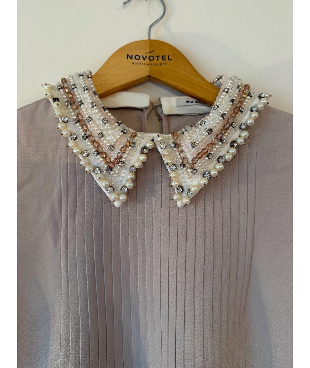 MIU MIU Бежевое вискозное повседневное платье, фото 5