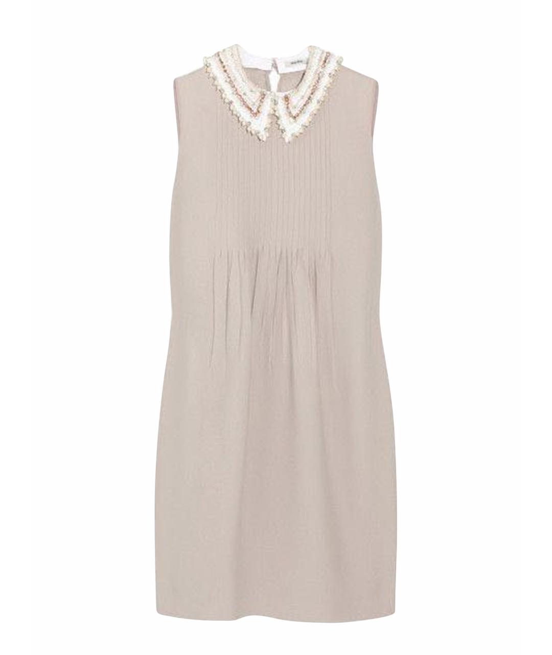 MIU MIU Бежевое вискозное повседневное платье, фото 1