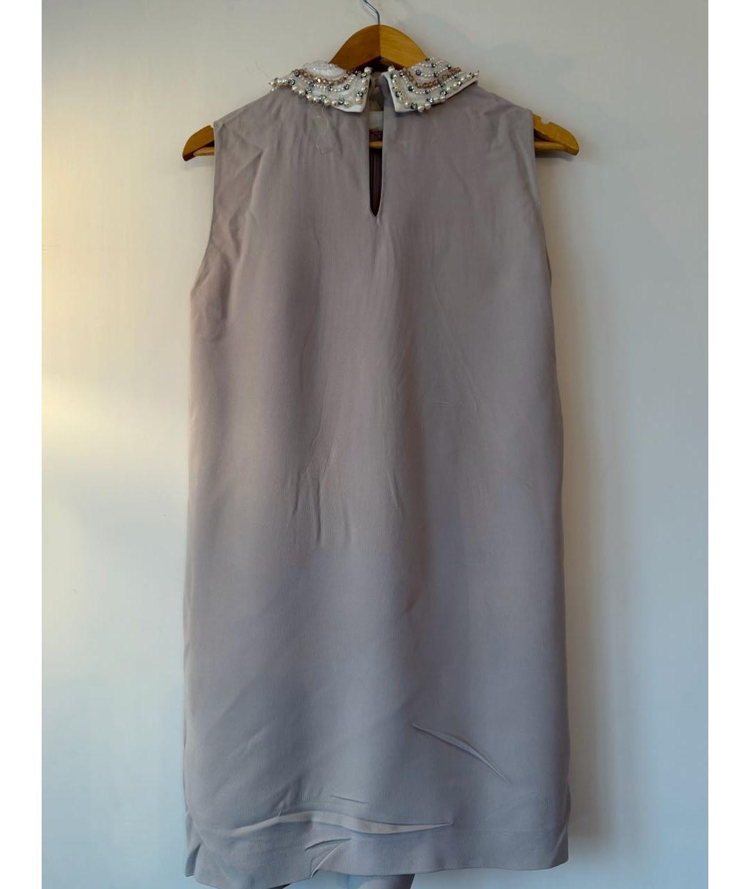 MIU MIU Бежевое вискозное повседневное платье, фото 7