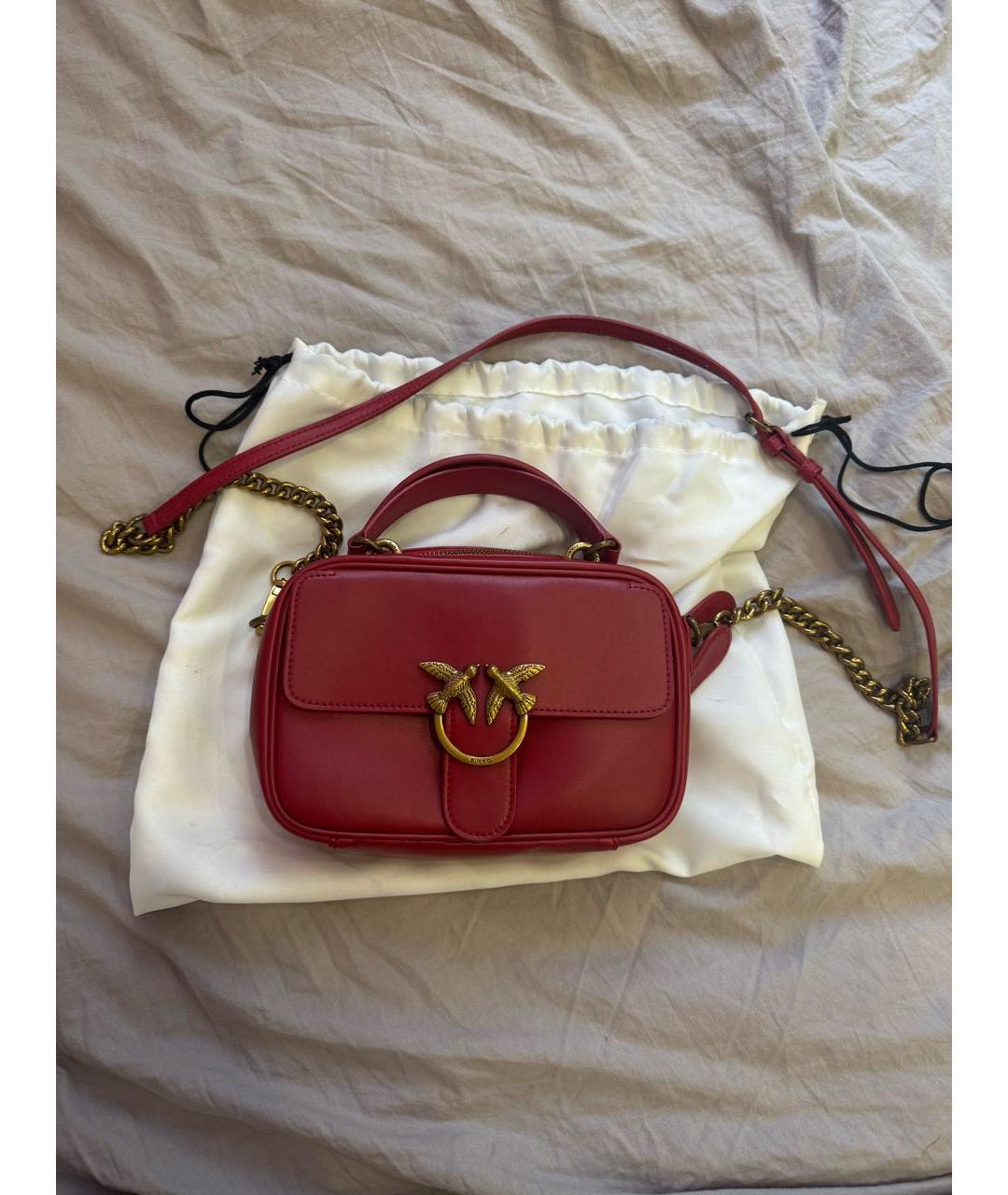 PINKO Красная кожаная сумка через плечо, фото 5